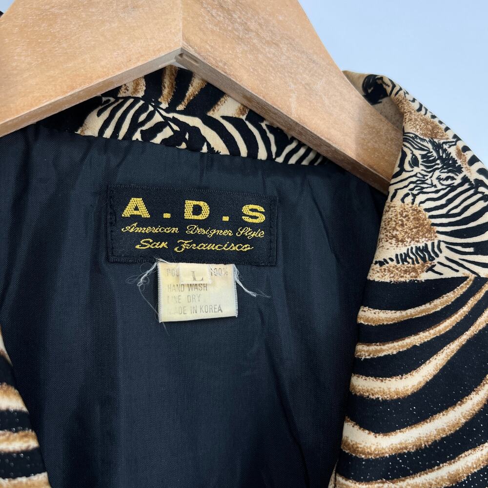 Vintage A.D.S San Francisco Zebra Animal Print Jacket Made in Korea Size L - Picture 5 of 6